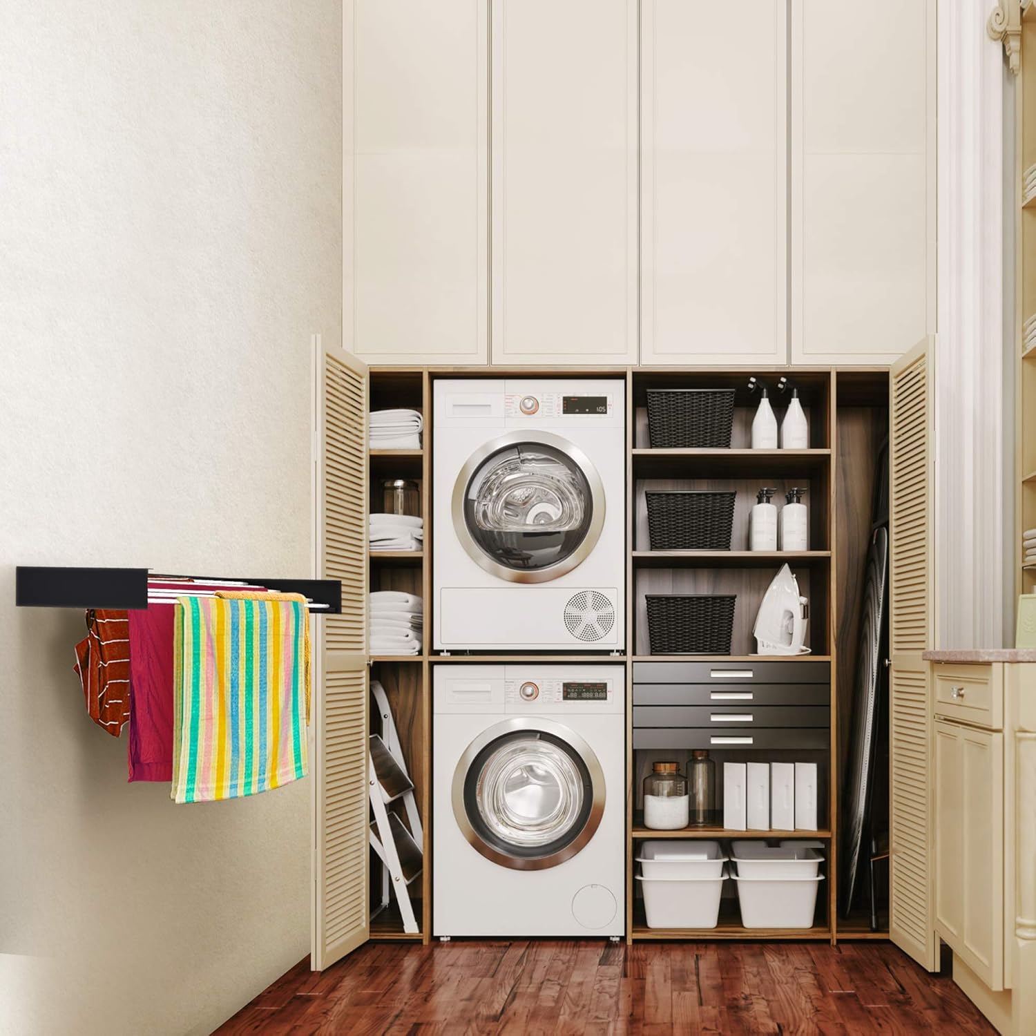 Tendedero Retráctil Extensible – ¡Ahorra espacio y seca tu ropa fácilmente!